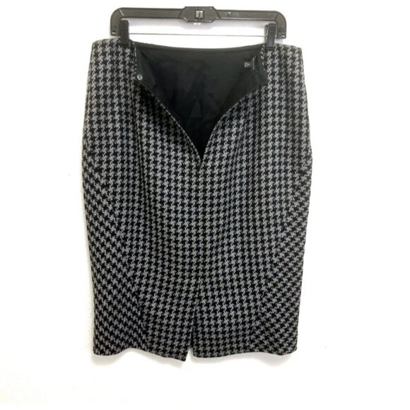 Brooks Brothers Pencil Skirt Size 12 Black Gray Houndstooth Wool Blend Classic - Picture 3 of 8